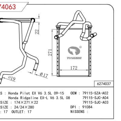 适用于HONDA Honda Pilot EX V6 3.5L 09-15/Honda Ridgeline EX-L V6 3.5L 08 OEM:79115-SZA-A02/79115-SJC-A04/79115-SJC-A03