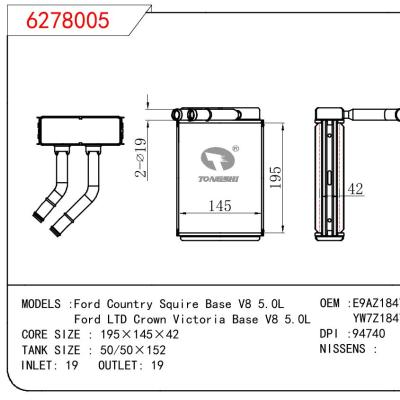 适用于FORD Ford Country Squire Base V8 5.0L/Ford LTD Crown Victoria Base V8 5.0L OEM:E9AZ18476A/YW7Z18476AA