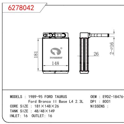 适用于FORD 1989-95 FORD TAURUS/Ford Bronco II Base L4 2.3L OEM:E9DZ-18476-A