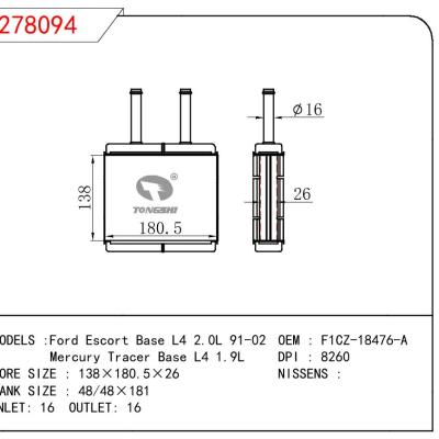 适用于FORD Ford Escort Base L4 2.0L 91-02/Mercury Tracer Base L4 1.9L OEM:F1CZ-18476-A