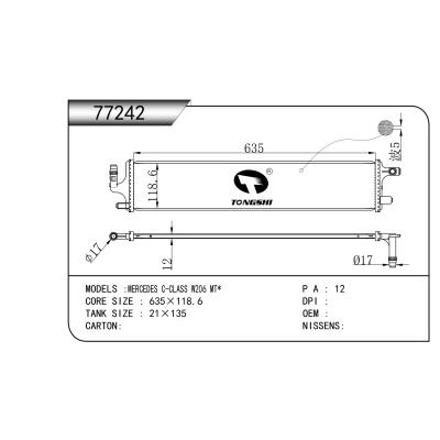 适用于   梅赛德斯 C-CLASS W206 MT*   散热器